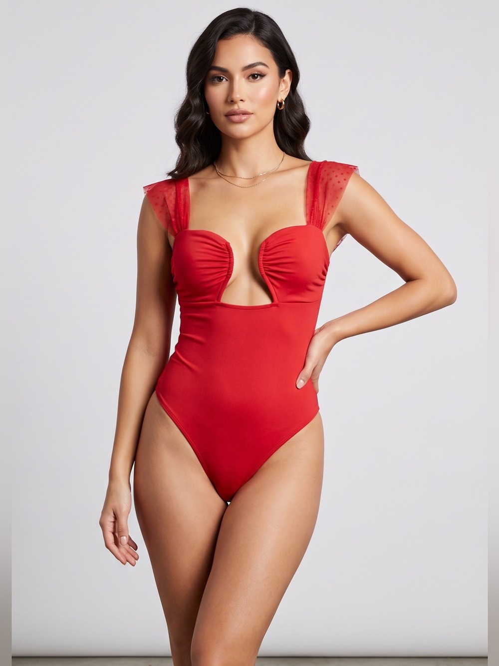 free people intimates red bodysuit